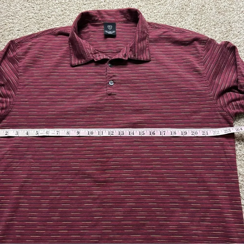 Nike Golf Long Sleeve Polo Shirt Mens XL Burgundy Striped 100% Cotton Swoosh